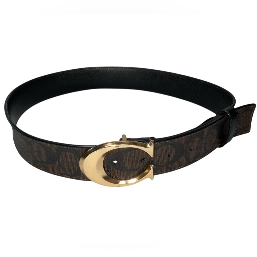 Coach Signature Buckle Belt SM Chestnut Brown